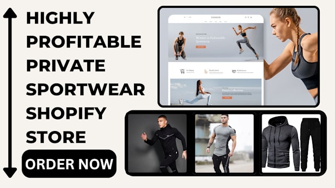 Gig Preview - Design private label sportwear website sportwear shopify sportwear dropshipping