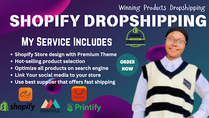 Gig Preview - Build shopify store, create shopify dropshipping store, shopify website design