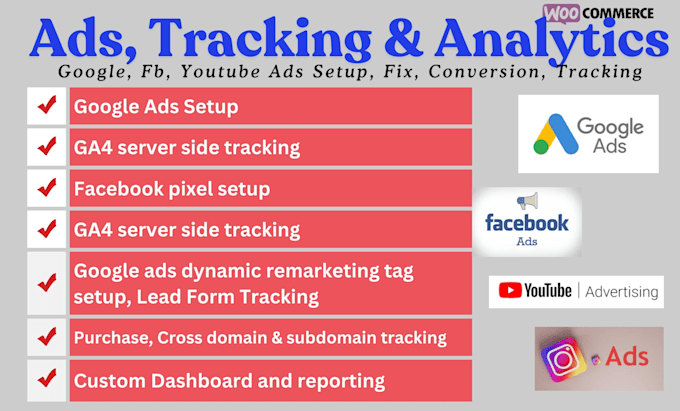 Gig Preview - Set up or fix facebook pixel google ads and conversion API tracking ga4 GTM