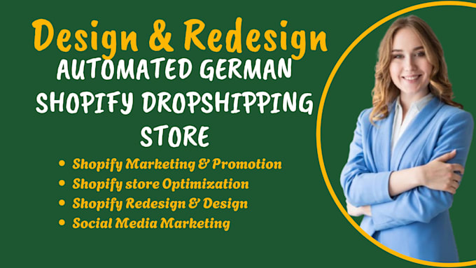 Gig Preview - Redesign or design german shopify store, build german shopify dropshipping store