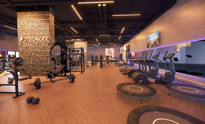 Bestseller - design cgi gymnasium, interior, pilates studio, reception 3d rendering