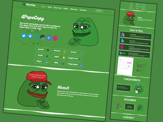 Gig Preview - Create crypto website, pepe website, meme coin landing page