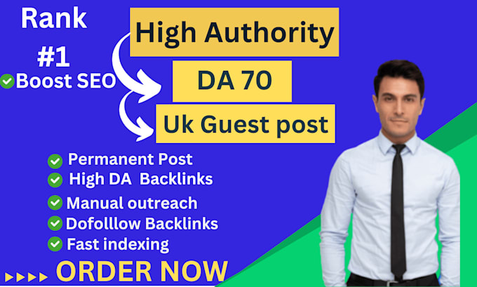 Gig Preview - Provide high da uk guest post backlinks to boost your website SEO