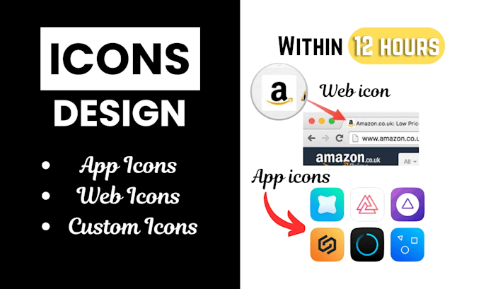 Gig Preview - Design high quality custom app, web, and favicon icons in 12 hours