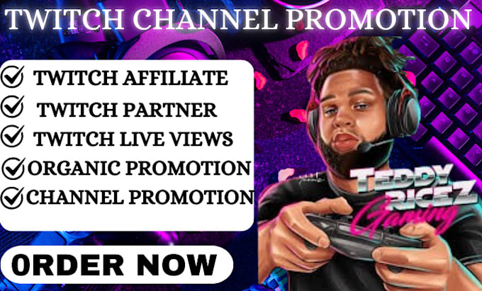 Gig Preview - Do organic twitch channel promotion twitch live views and followers