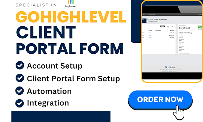 Gig Preview - Setup gohighlevel client portal form website pipeline pro automation campaign