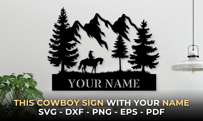 Bestseller - create this cowboy dxf and svg files for laser and plasma with your name