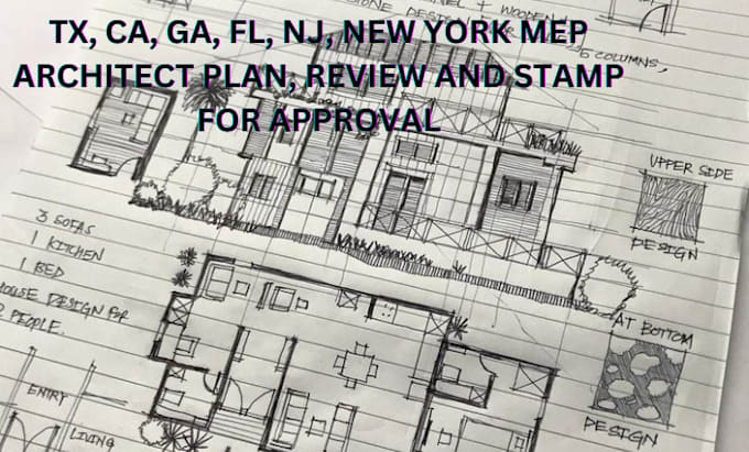 Gig Preview - Tx, ca, ga, fl, nj, new york mep architect plan, review and stamp for approval