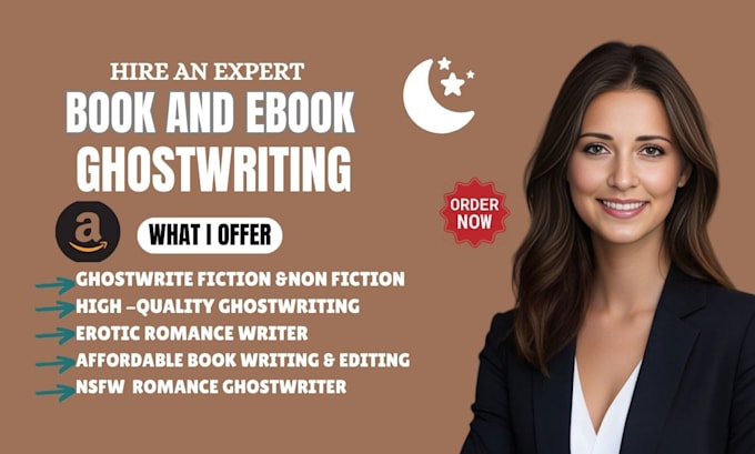 Gig Preview - Be book writer, nsfw romance ghostwriter, editing, erotic stories ebook writer