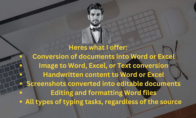 Gig Preview - Type any document, handwritten text, images to ms word or excel