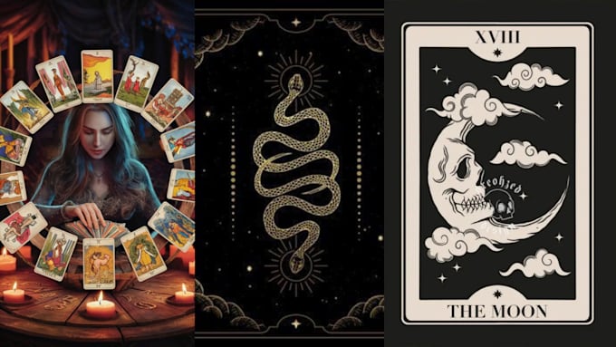 Gig Preview - Design custom tarot card, card game, zodiac, oracle, or playing card in vintage