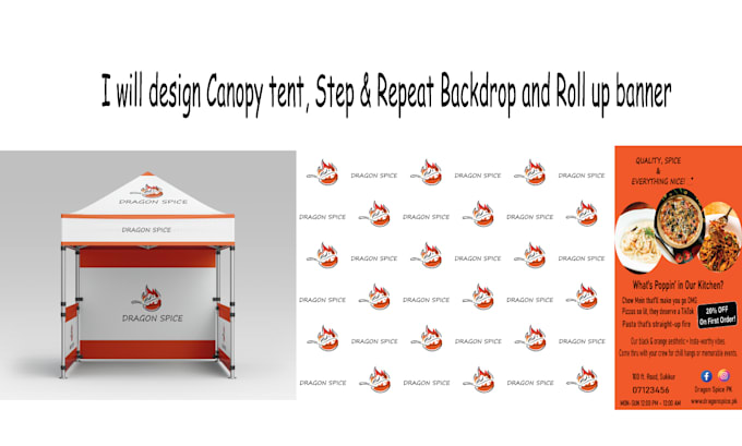 Gig Preview - Design canopy tent, backdrop and roll up banner