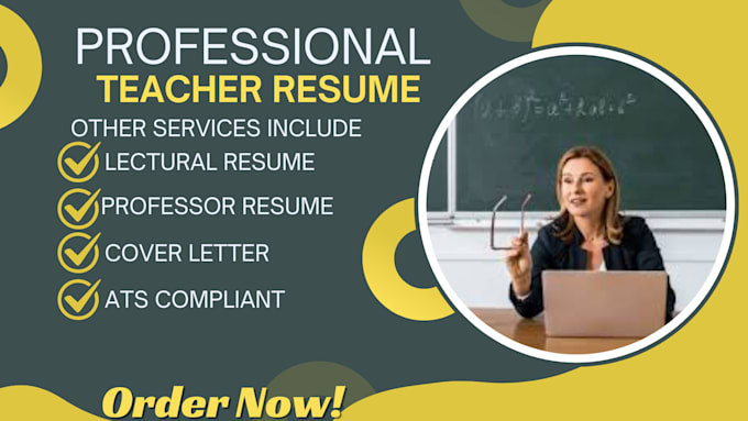 Gig Preview - Write you teacher resume cover letter a compelling letter