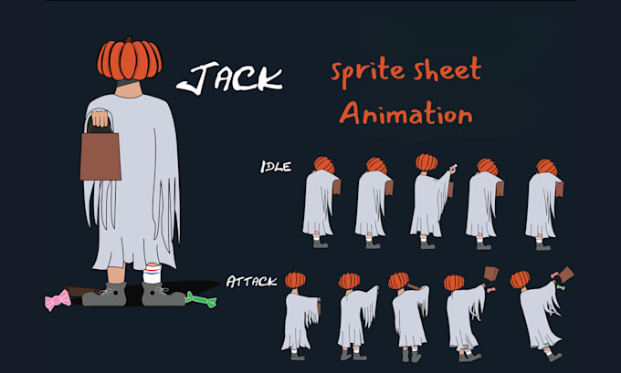 Gig Preview - Create 2d game character design, sprite sheet animation and pixel animation