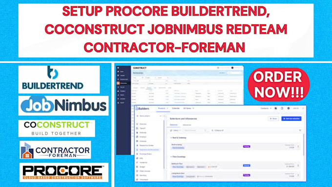 Gig Preview - Setup procore buildertrend coconstruct jobnimbus redteam  contractor foreman