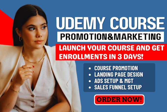 Gig Preview - Do udemy online course promotion, kajabi, thinkific online course sales funnel