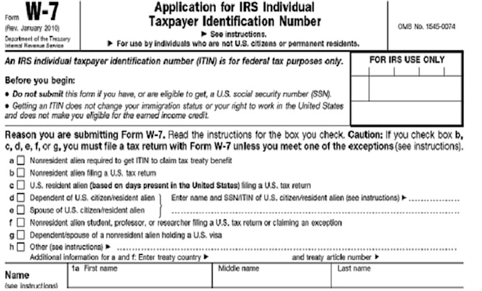 Gig Preview - Help you in itin application as an irs caa