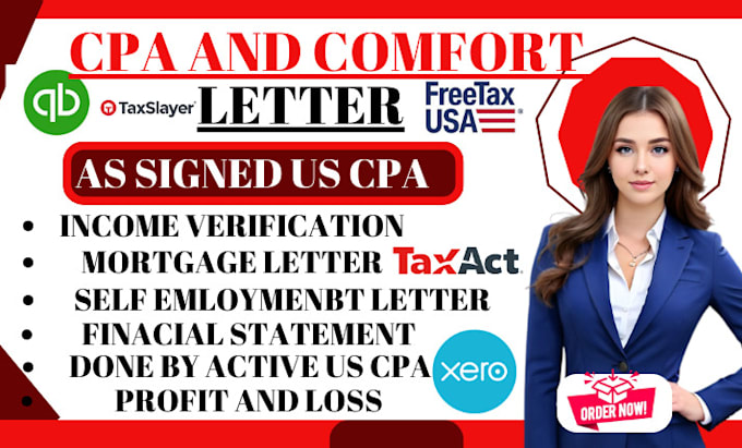 Gig Preview - Do attestation CPA comfort letter, CPA ownership, CPA income verification