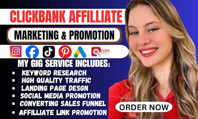 Gig Preview - Do clickbank affiliate marketing sales funnel,  facebook ads for link promotion