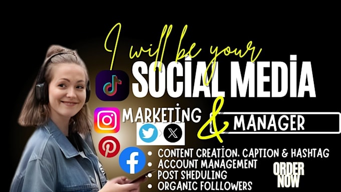 Gig Preview - Be your social media marketing manager content creator  tiktok promotion