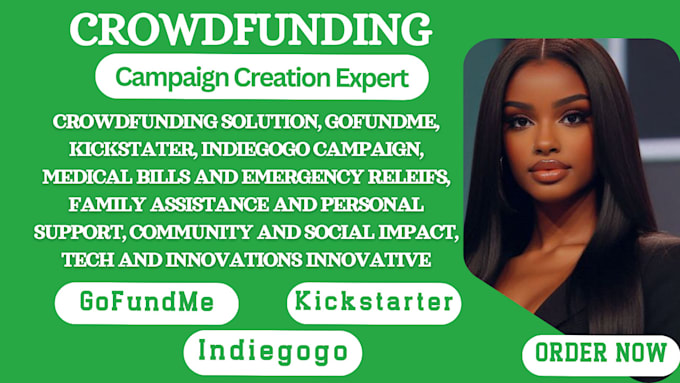 Gig Preview - Do crowdfunding campaign creation on kickstarter, indiegogo, gofundme promotion