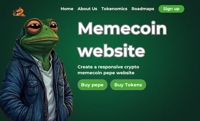 Gig Preview - Pepe website memecoin website meme coin website crypto meme coin pepe website