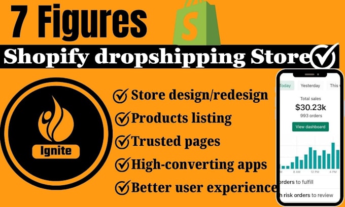 Gig Preview - Build automated 7 figure shopify dropshipping store with winning products