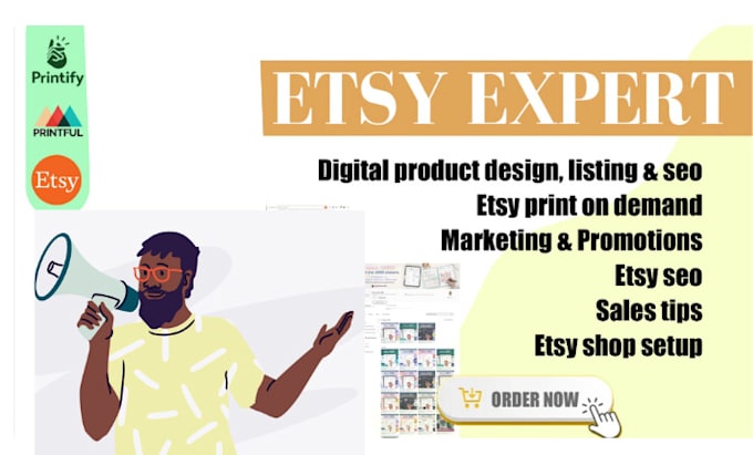 Gig Preview - Design etsy digital product etsy shop setup print on demand etsy promotion