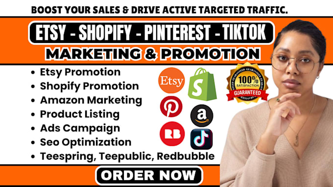 Gig Preview - Promote etsy shop, shopify sales marketing, redbuble, amazon pinterest marketing