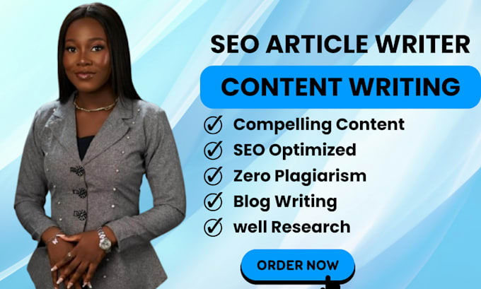 Gig Preview - Do SEO article writing, blog post writing or copywriting, content writing