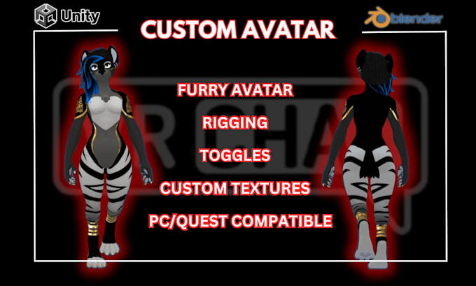 Gig Preview - Create custom vrchat avatar and vtuber avatar, furry avatar, for pc, quest