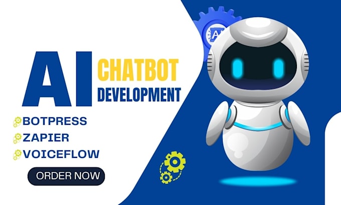 Gig Preview - Develop custom ai chatbot for website using zapier voiceflow and botpress