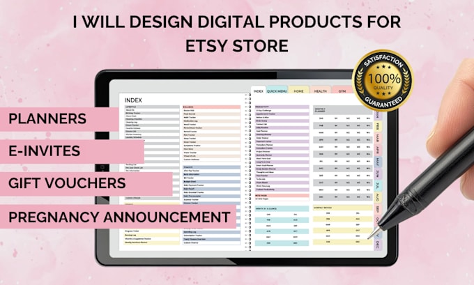 Gig Preview - Design clickable hyperlink planner, digital products, etsy seo