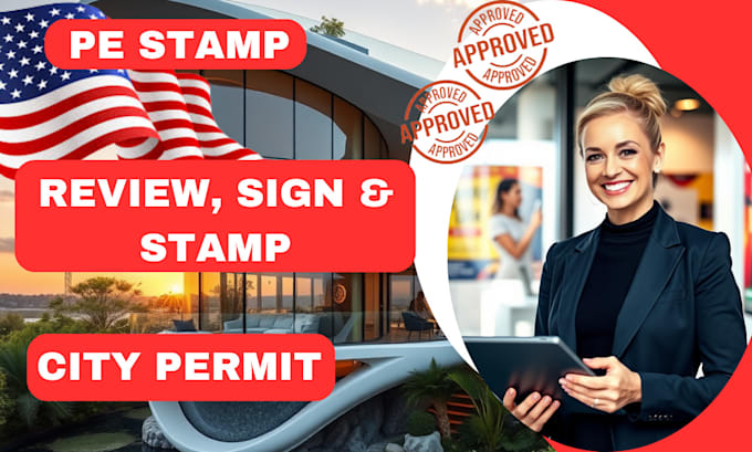 Gig Preview - Pe stamp, review, sign, stamp architectural drawings in the USA for city permit