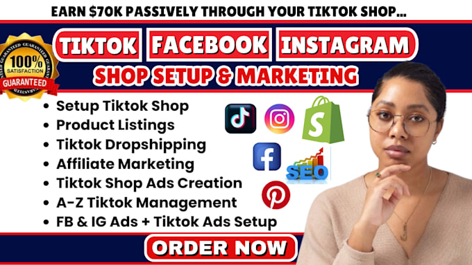 Gig Preview - Set up tik tok shop, facebook shop, instagram shop, tiktok shop dropshipping