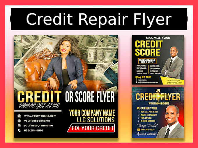 Gig Preview - Do credit repair flyer design, credit repair instagram post design