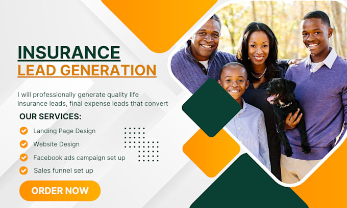 Gig Preview - Generate exclusive life insurance leads final expense leads using facebook ads