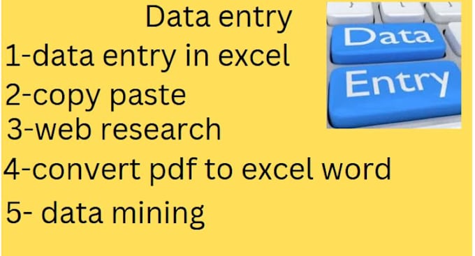 Bestseller - do data entry copy paste convert pdf  to excel word web research  data mining