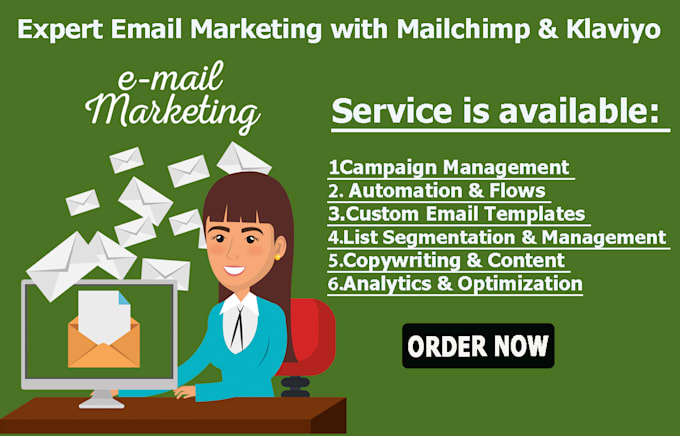 Gig Preview - Email marketing with mailchimp and klaviyo, campaigns setup