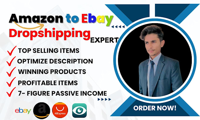 Gig Preview - Amazon to ebay dropshipping product research ebay product listing