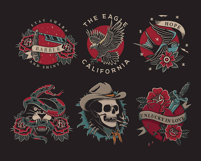 Bestseller - create unique traditional tattoo vintage or t shirt design