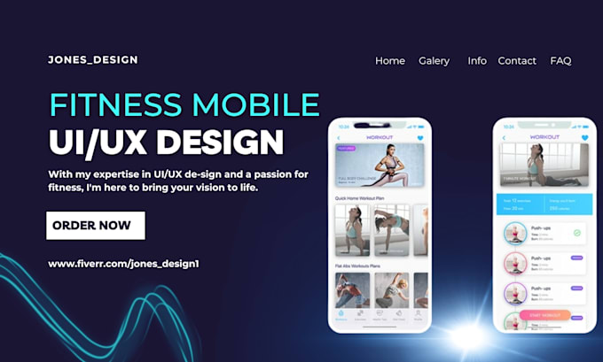 Gig Preview - Build fitness mobile ui ux fitness and health app workout, gym app ui ux design