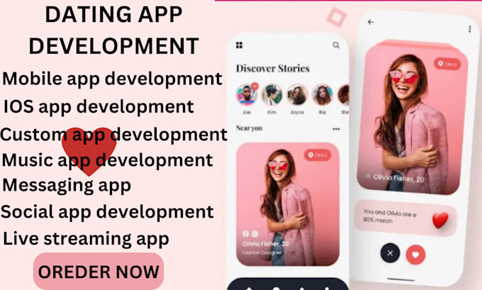 Gig Preview - Develop custom dating app,chat app,live streaming app,dating website,matchmaking