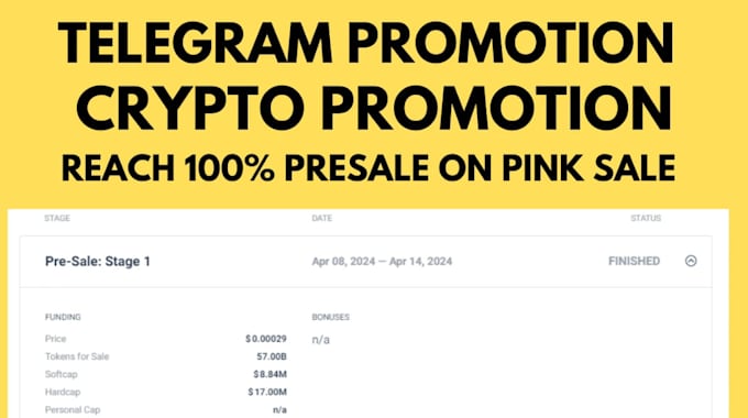 Gig Preview - Promote your meme coin to reach 100 percent presale progress on pink sale