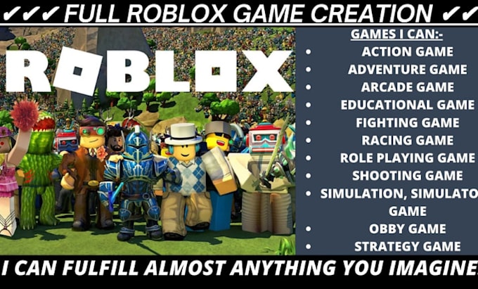 Gig Preview - Do roblox full game creation, full game development, roblox game