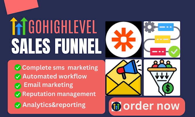 Gig Preview - Set up gohighlevel workflow automation zapier sales funnel ghl website