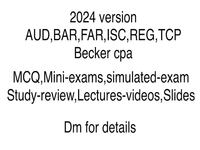 Gig Preview - Share CPA exam review aud, bar, far, reg, tcp, isc 2024