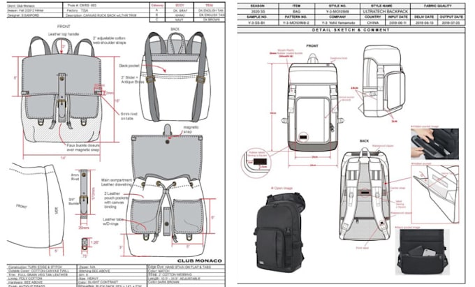 Bestseller - design backpack tech pack ready for the factory fashion design bag tech pack