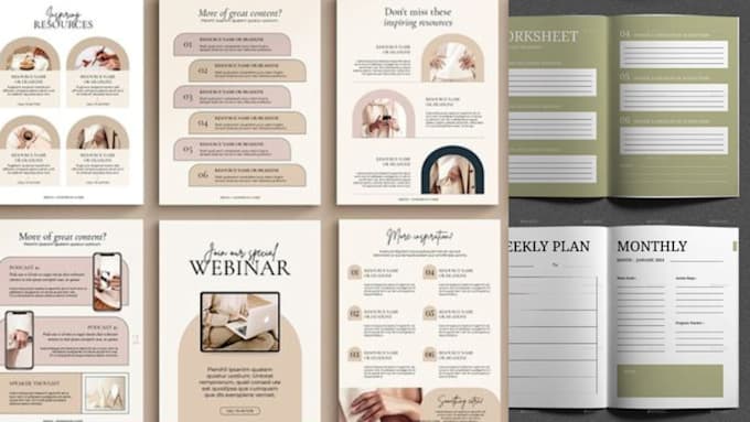 Gig Preview - Do fillable pdf workbook design lead magnet journal meal planner cookbook design