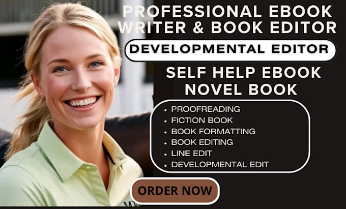 Gig Preview - Developmental book editor line editing proofreading formatting self help ebook